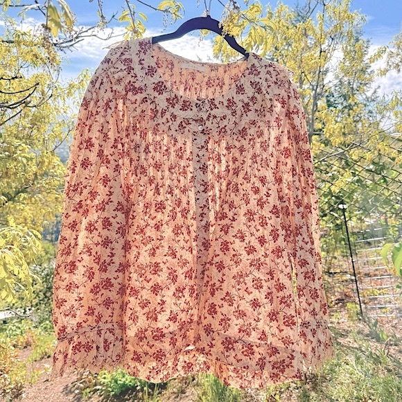 ✨💋SOLD💋🎶🦚🌹DÔEN ‘Hickory’ Organic Peter Pan Collar Songbird Toile XXL✨ - Picture 9 of 17